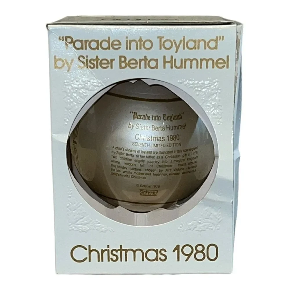Schmid Berta Hummel Parade Into Toyland 1980 Christmas Glass Ornament W Box